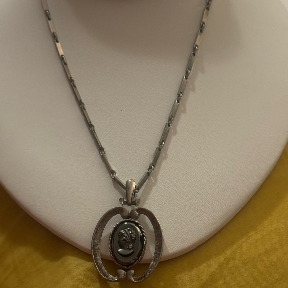 Harry Maxson Schmidt Silver-Tone Cameo Pendant Necklace